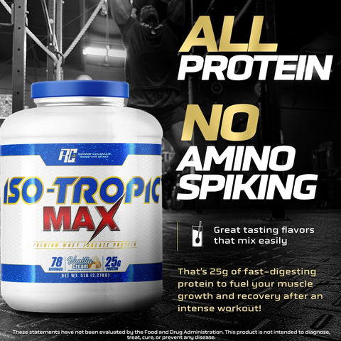 Image of Ronnie Coleman Signature Series Protein German Chocolate Iso-Tropic Max 78 Scoops Ronnie Coleman Signature Series Bodybuilding Supplements