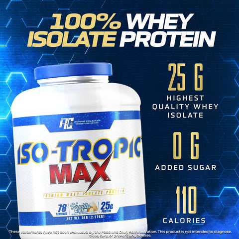 Image of Ronnie Coleman Signature Series Protein German Chocolate Iso-Tropic Max 78 Scoops Ronnie Coleman Signature Series Bodybuilding Supplements