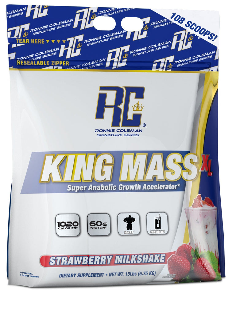 Ronnie Coleman Signature Series Mass Gainer 15lb / Strawberry Milkshake King Mass XL Gainer Ronnie Coleman Signature Series Bodybuilding Supplements