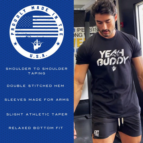 Image of Ronnie Coleman Signature Series Apparel & Accessories Shirt YEAH BUDDY T-shirt Ronnie Coleman Signature Series Bodybuilding Supplements