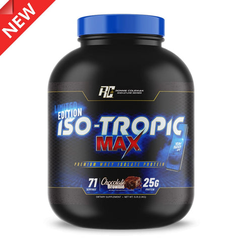 Image of Ronnie Coleman Signature Series Protein Iso Tropic Max 50 Scoops - BLACK Edition Ronnie Coleman Signature Series Bodybuilding Supplements