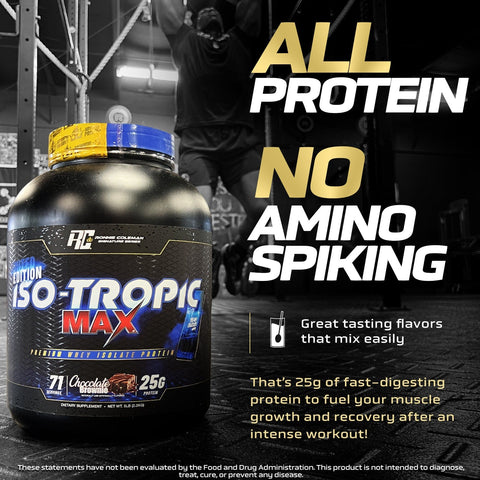 Image of Ronnie Coleman Signature Series Protein Iso-Tropic Max Protein Isolate 71 Scoops - BLACK Edition Ronnie Coleman Signature Series Bodybuilding Supplements