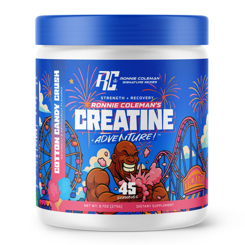 Image of Ronnie Coleman Signature Series Essentials Cotton Candy Crush - 45 Servings CREATINE ADVENTURE™  Box Ronnie Coleman Signature Series Bodybuilding Supplements