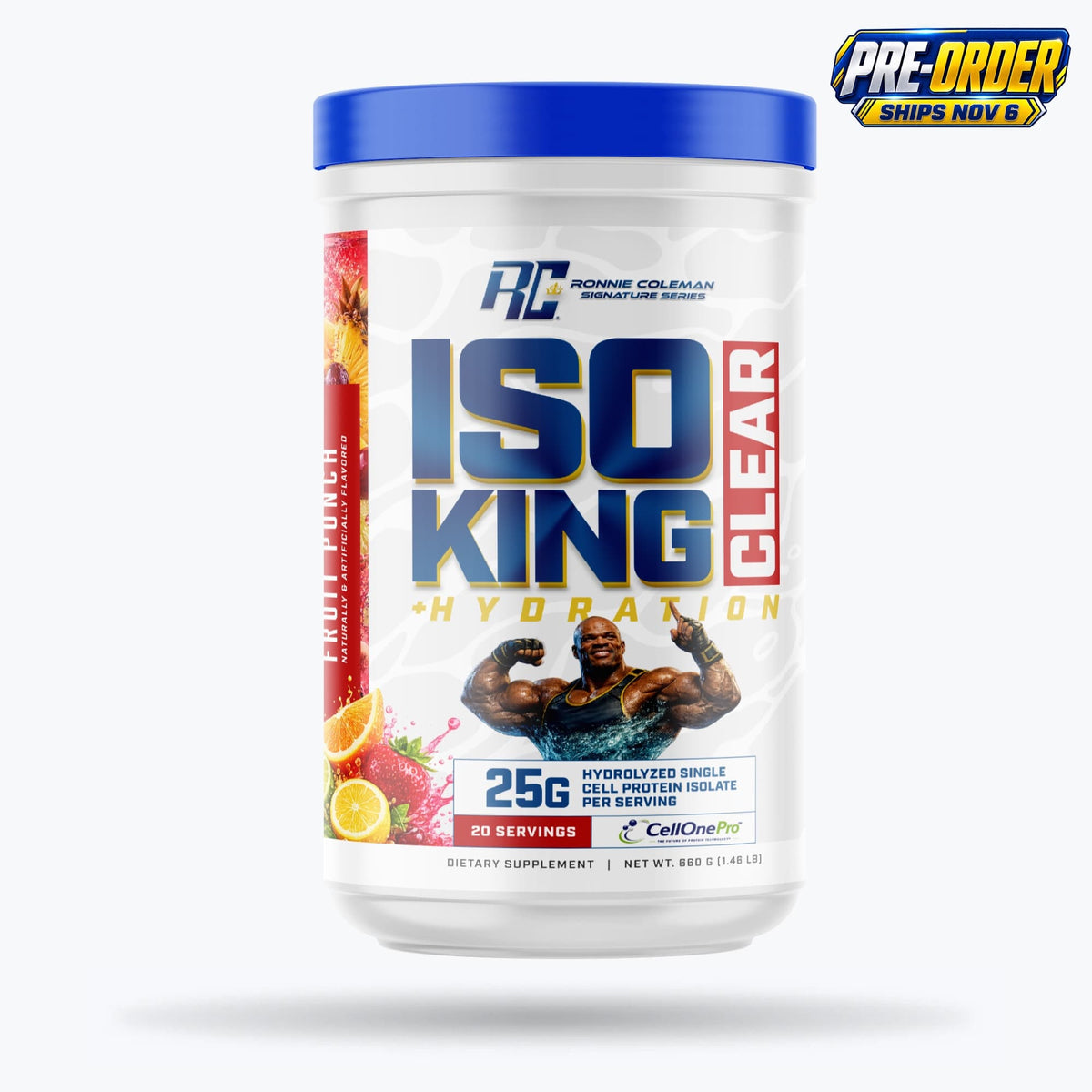 Ronnie Coleman Signature Series Protein 20 Servings - *PRE-ORDER* / Fruit Punch Iso King CLEAR +Hydration Ronnie Coleman Signature Series Bodybuilding Supplements