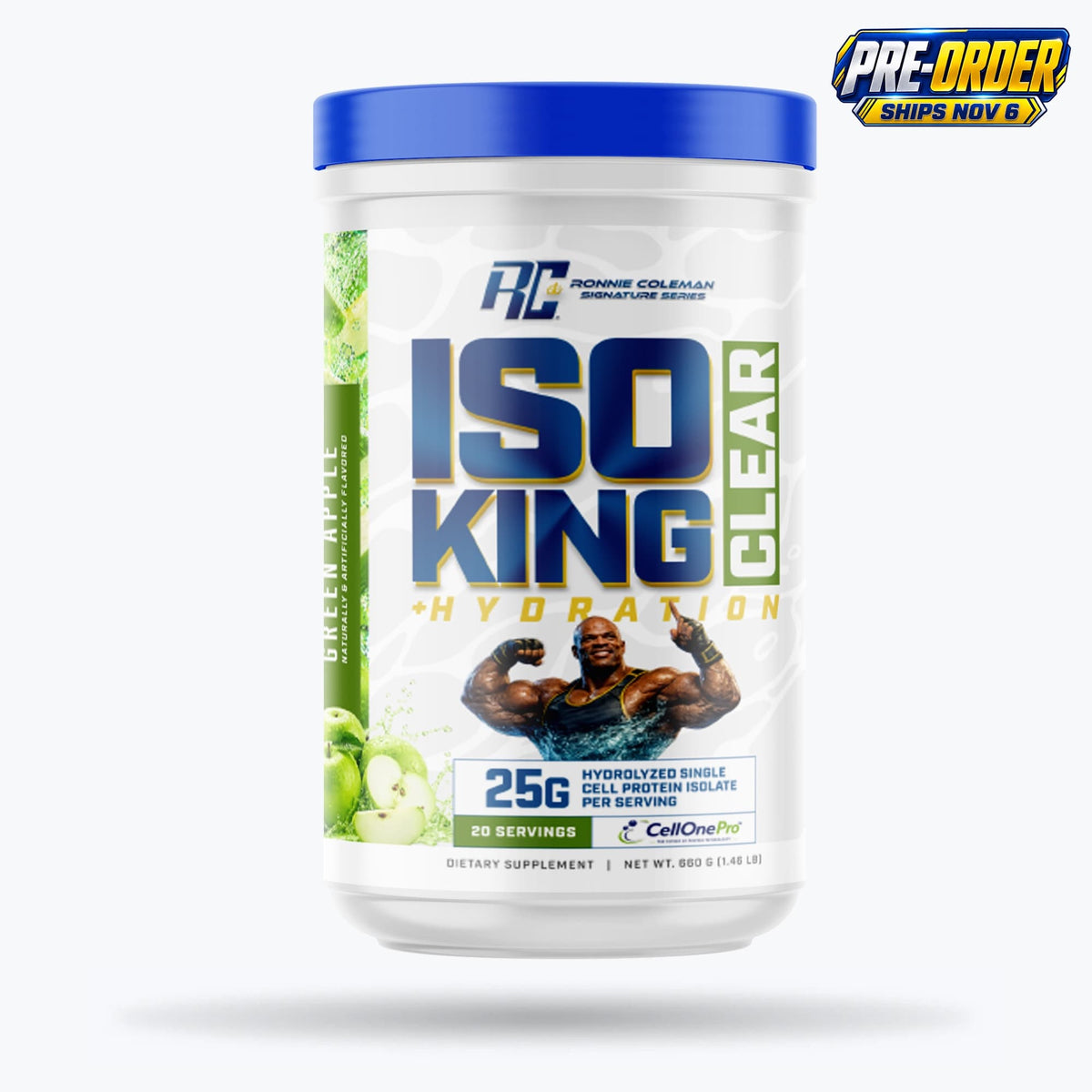 Ronnie Coleman Signature Series Protein 20 Servings - *PRE-ORDER* / Green Apple Iso King CLEAR +Hydration Ronnie Coleman Signature Series Bodybuilding Supplements
