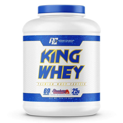 Image of Ronnie Coleman Signature Series Protein Strawberry Cheesecake King Whey 5lb Ronnie Coleman Signature Series Bodybuilding Supplements